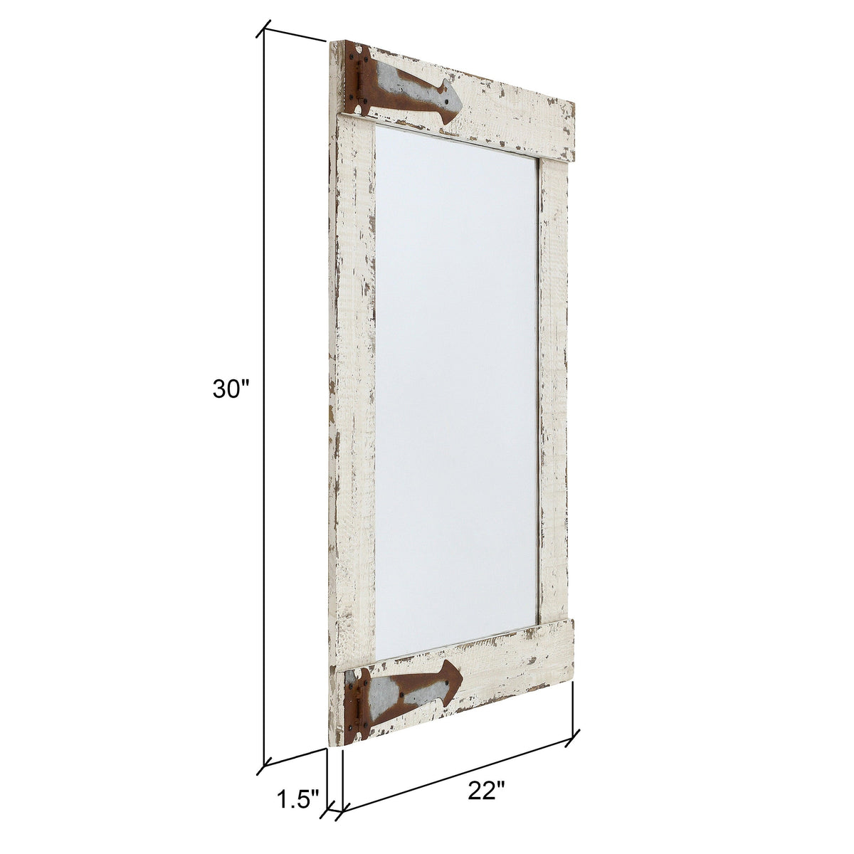 Serenad Farmhouse Wall Mirror White 30" x 22" by Aspire
