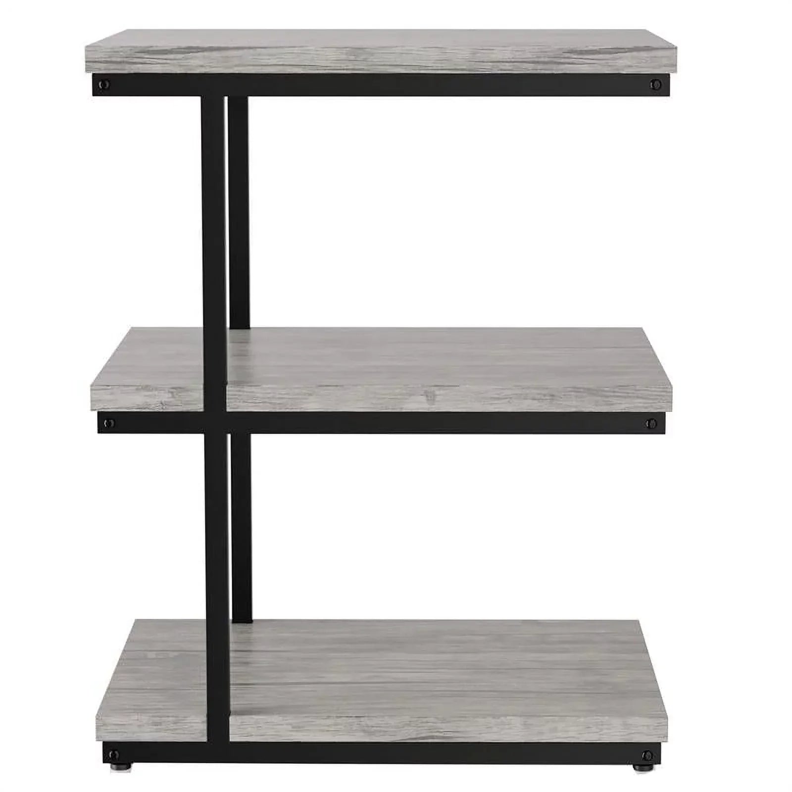 FOA Neeva Industrial Metal 3-Shelf Side Table in Light Gray Set of 2