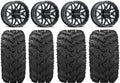 Raceline Krank 14" Black Wheels 27" Reptile Tires Kawasaki Mule Pro FXT