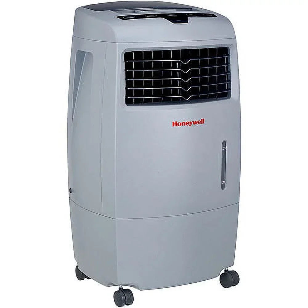 Honeywell 500-694CFM Indoor Outdoor Portable Evaporative Cooler with Fan & Humidifier, Ice Compartment & Remote Control, CO25AE, Gray