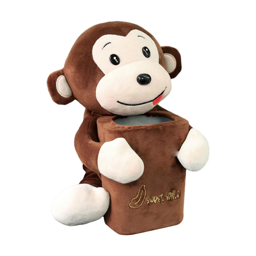 2 in1 Cute Cartoon Box Cartoon Tissue Holder Organizer Comfortable Animal Box Accessories for Home Vehicle Monkey