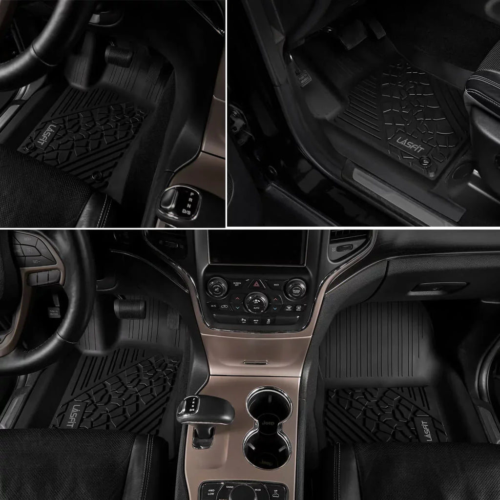 Lasfit Floor Liners for 2013- 2015 Jeep Grand Cherokee （Fit Bench Seating ONLY）,for 2013-2021 Dodge Durango (Fit Bench Seating on 2nd Row only),All Weather Fit TPE Floor Mats Set