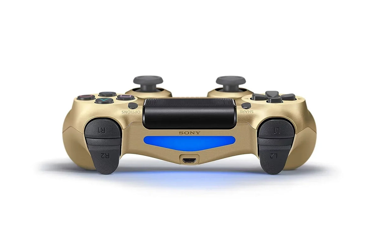 PlayStation 4 DualShock Wireless Controller Bundle - Gold Blue - With Earbuds Like New with BOLT AXTION
