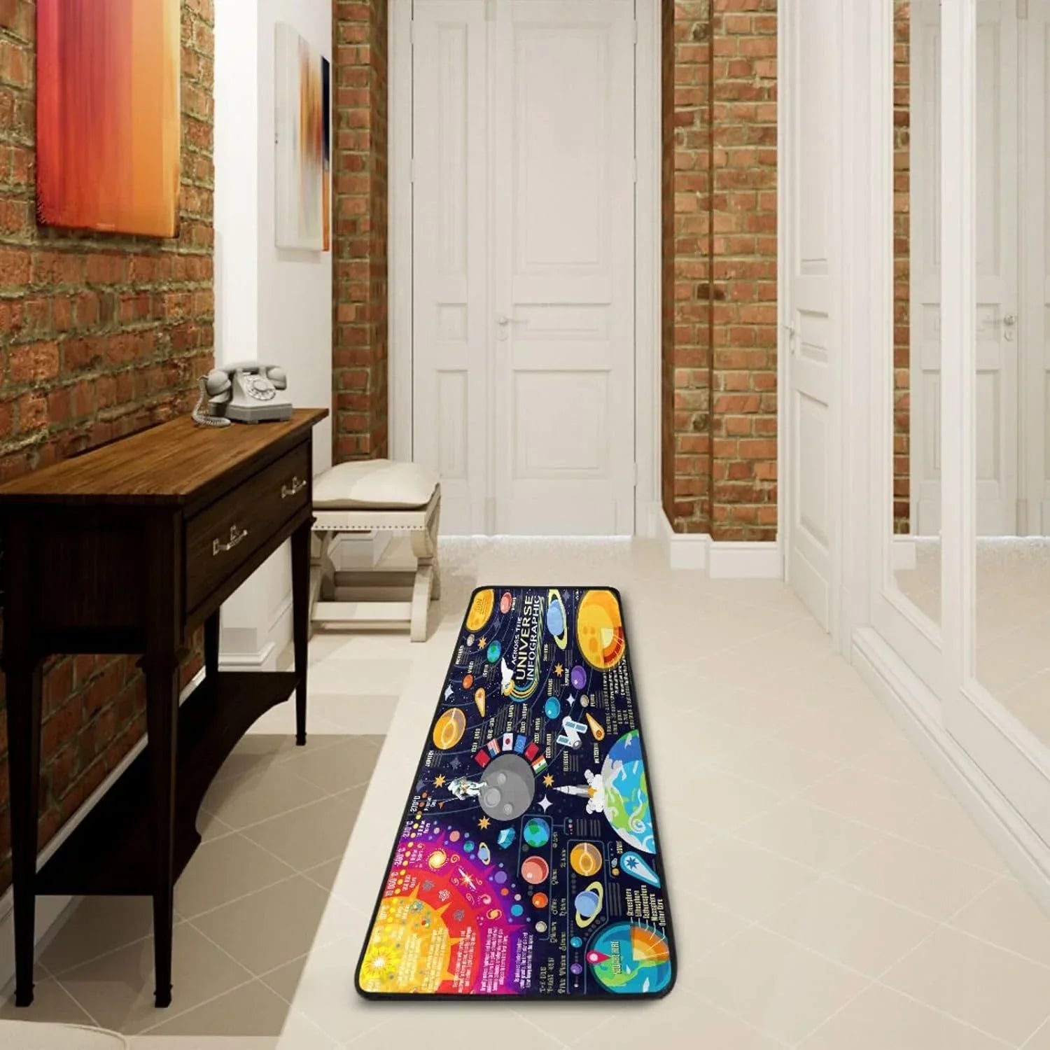 Solar System Runner Rug - 24"x72" Ultra Soft Non-Slip Floor Mat Washable Area Rugs for Kitchen Bathroom Entry Home Decor Gifts