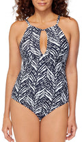 Leilani Womens Kalahari Poolside One Piece Swimsuit 6 Black/white