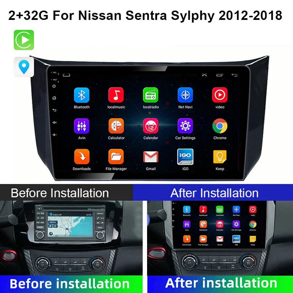 Onemayship Android Navigator for Nissan Sentra Sylphy - 2+32GB with Carplay, HD Camera, Microphone & Tool Kit 2012-18