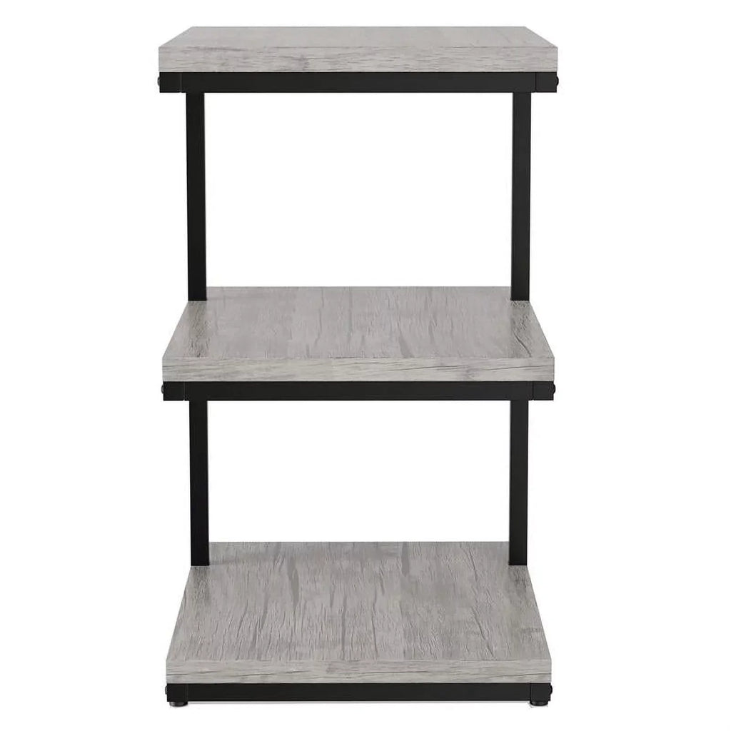 FOA Neeva Industrial Metal 3-Shelf Side Table in Light Gray Set of 2