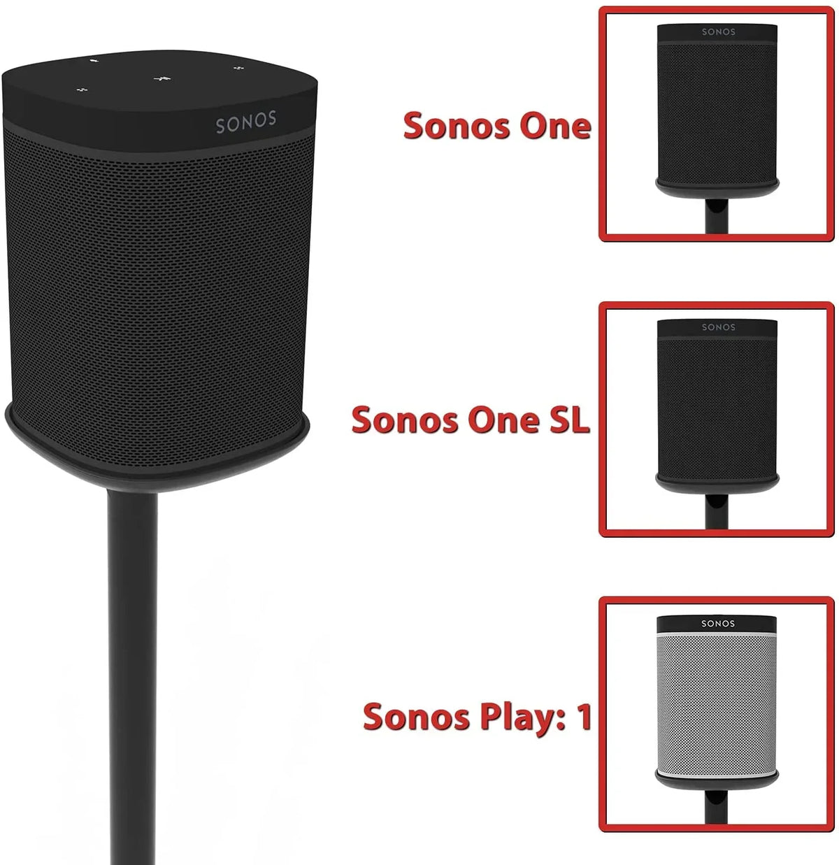 Eximus Fixed Height Speaker Floor Stand for Sonos One and Sonos One SL and Sonos Play:1 - Cable Management Built In -