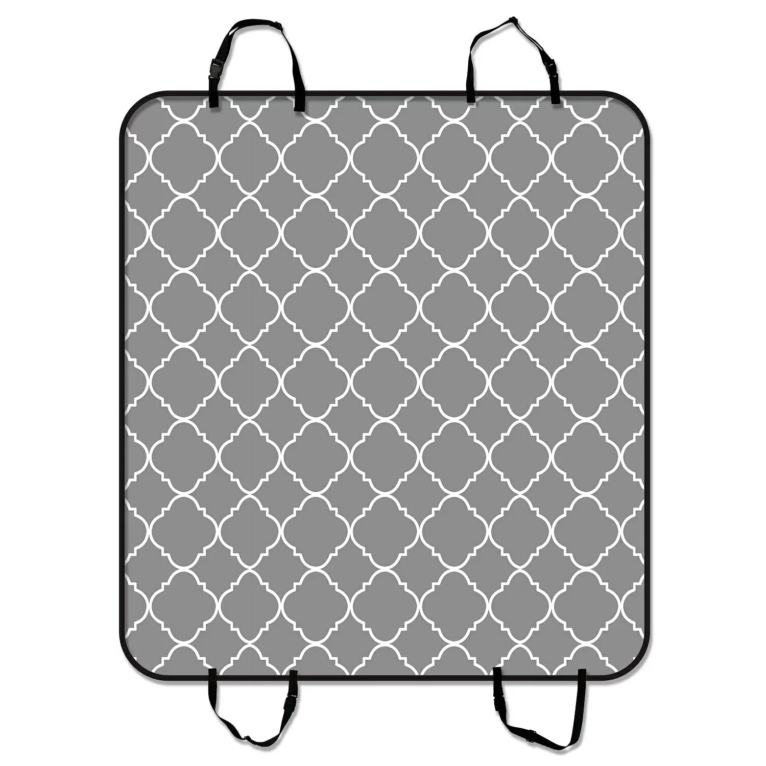 GCKG Light Grey Quatrefoil Pattern Pet Car Seat Cover Dog Car Seat Mat Hammock Cargo Mat Trunk Mat For Cars Trucks and SUV 54x60 inches