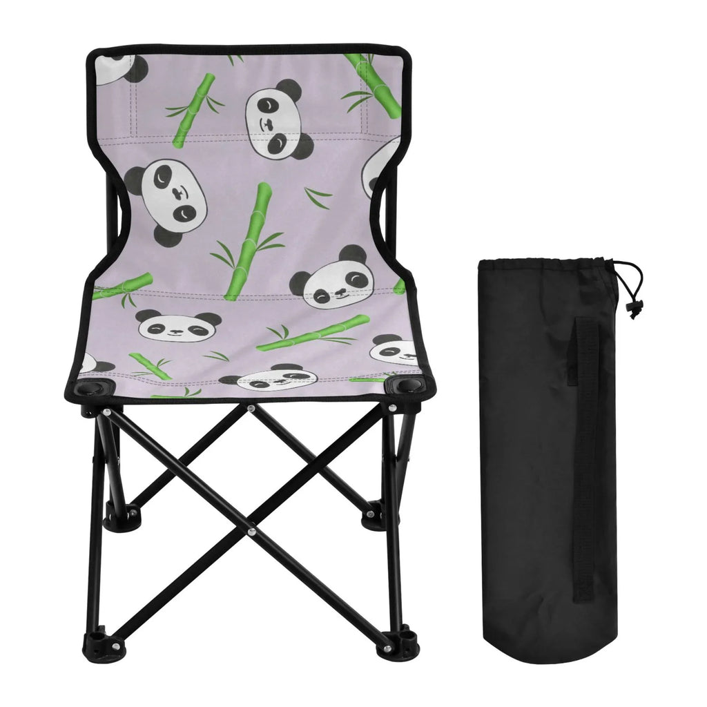 Panda and Bamboos Portable Camping Chair Outdoor Folding Beach Chair Fishing Chair Lawn Chair with Carry Bag Support to 220LBS