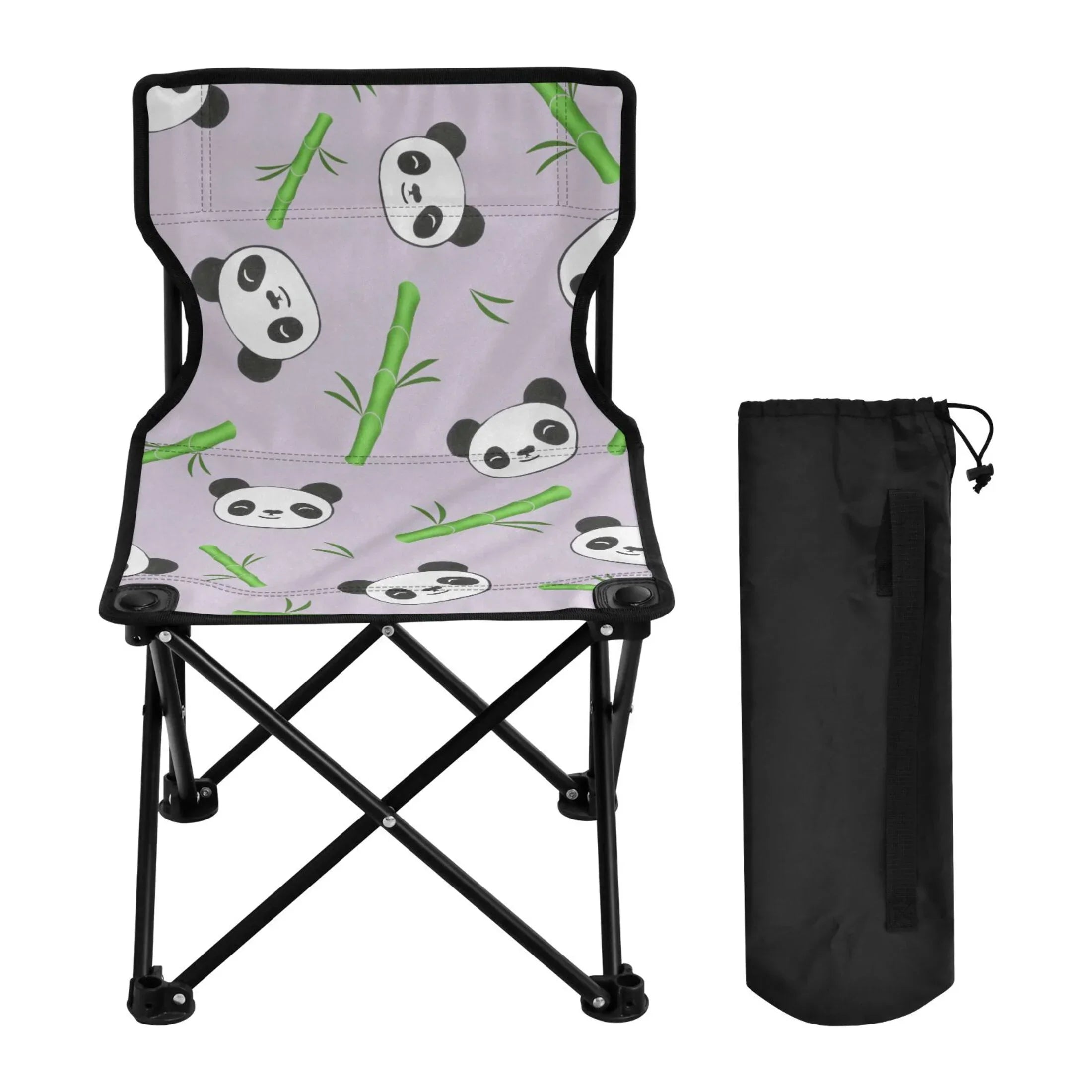 Panda and Bamboos Portable Camping Chair Outdoor Folding Beach Chair Fishing Chair Lawn Chair with Carry Bag Support to 220LBS