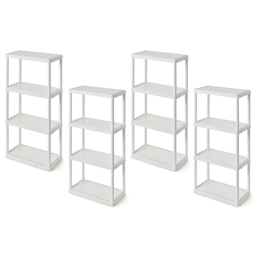 Gracious Living 4 Shelf Set Height Light Duty Storage Unit, White (2 Pack)