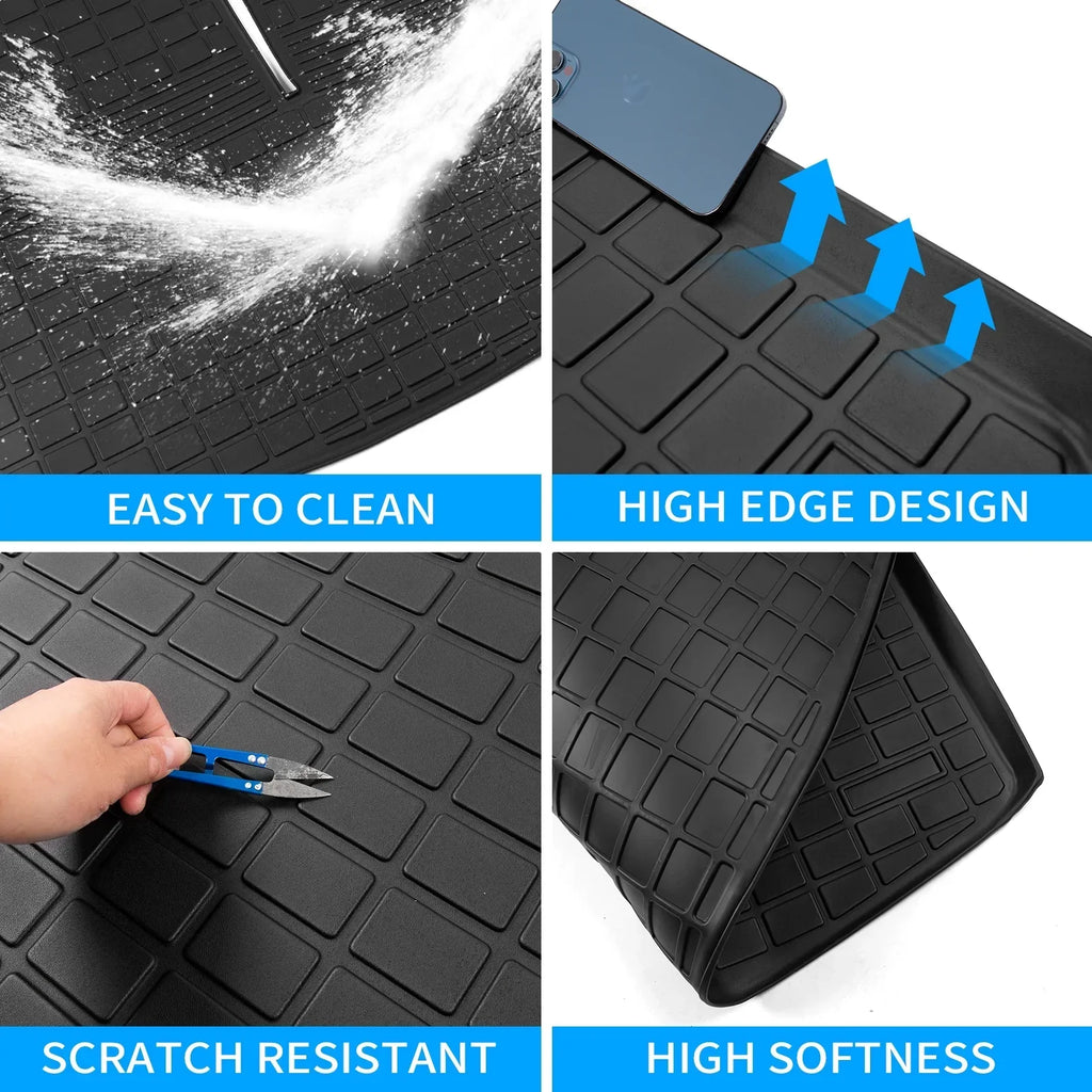 Fit 2020 2021 2022 2023 Ford Explorer Cargo Liner TPE All Weather Trunk Mat Back Seat Cover Protector for 6&7 Passenger Explorer Accessories (Trunk Mat with Backrest Mat)