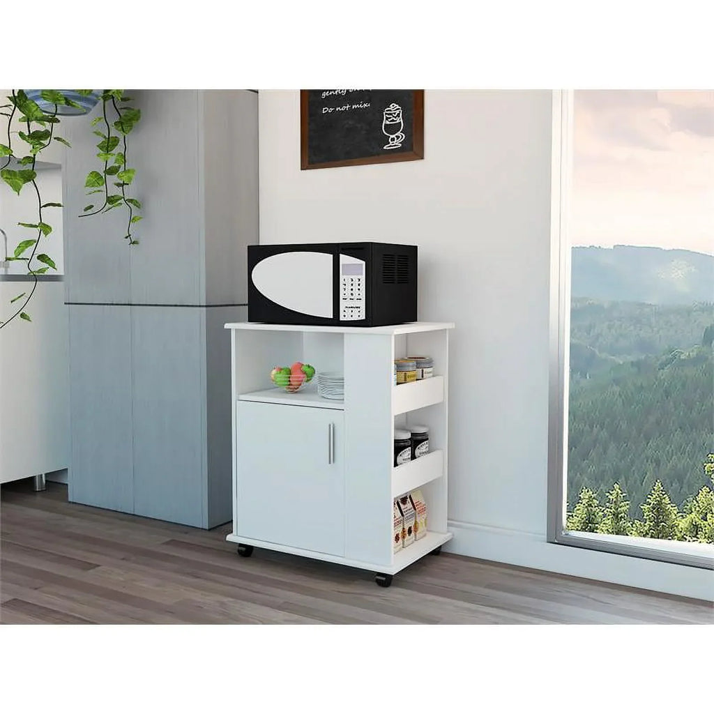 Home Square 2-Piece Set with Utility Sink with Cabinet and Kitchen Service Cart