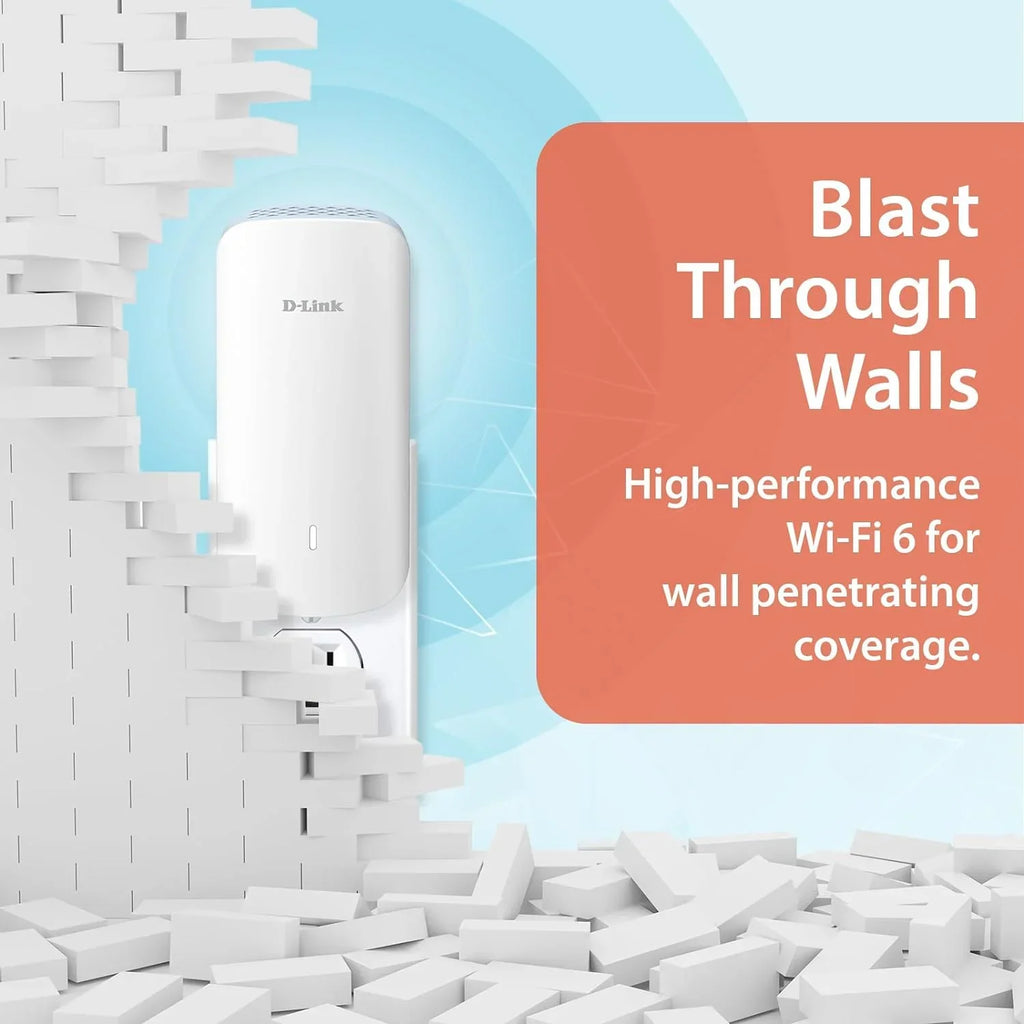 D-Link AX3000 Mesh WiFi 6 Range Extender | 1x Gigabit LAN Port | AI | Cover up to 2300 Sq. ft (E30)
