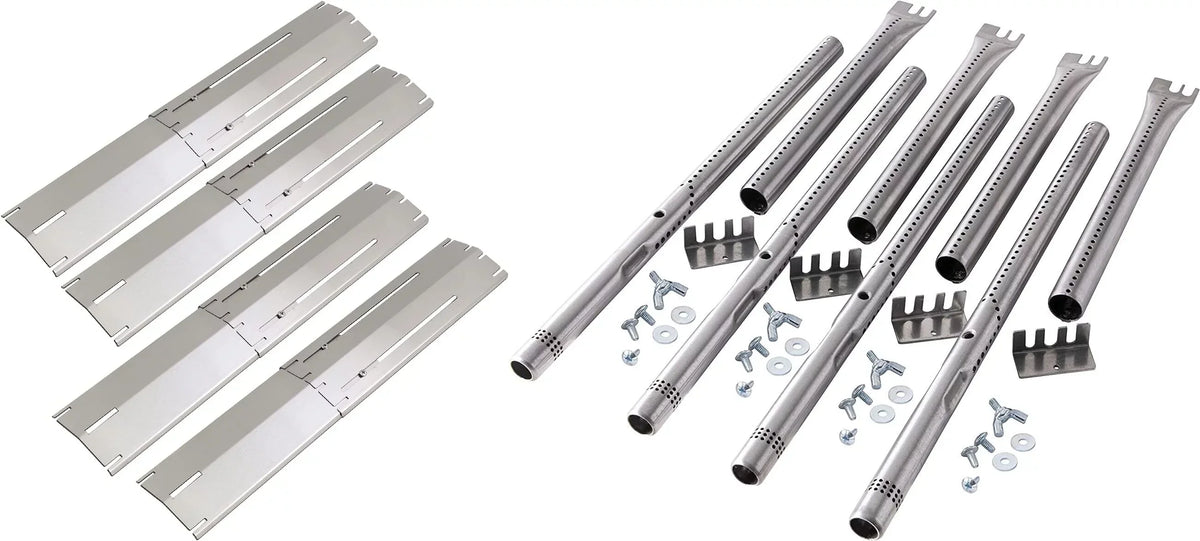 Set of Four Universal Burners and Four Heat Plates for Gas Grill Models from Brinkmann, Charmglow, Kenmore, Master Forge and other Manufactureres