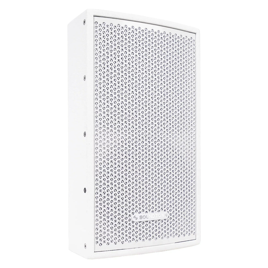 Sound Town Pair of CARME Series 8" 350W 2-Way Professional PA DJ Speakers, White with Compression Drivers, Birch Plywood and U Brackets for Installation, Live Sound, Karaoke, Bar, Church (CARME-U108W-
