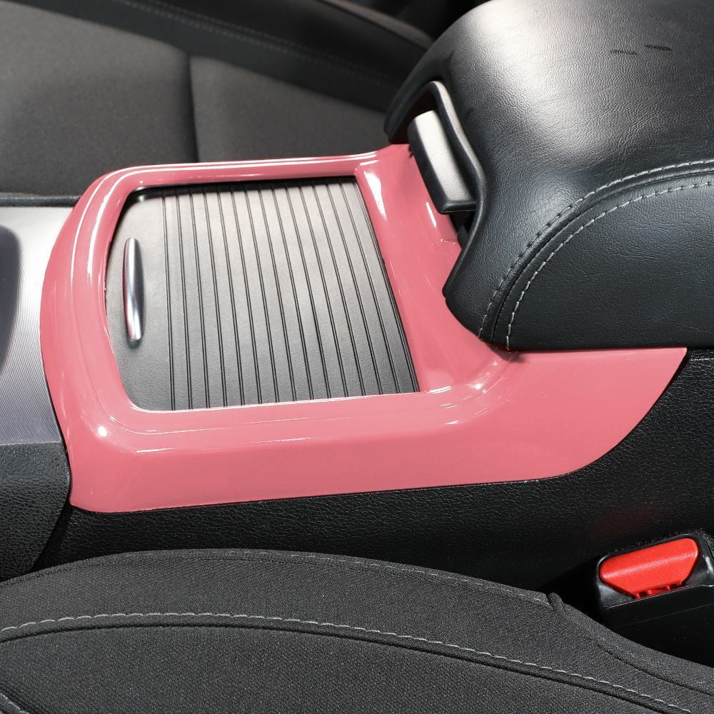 Teledu Inner Central Console Cup Holder Panel Trim Cover + Pink