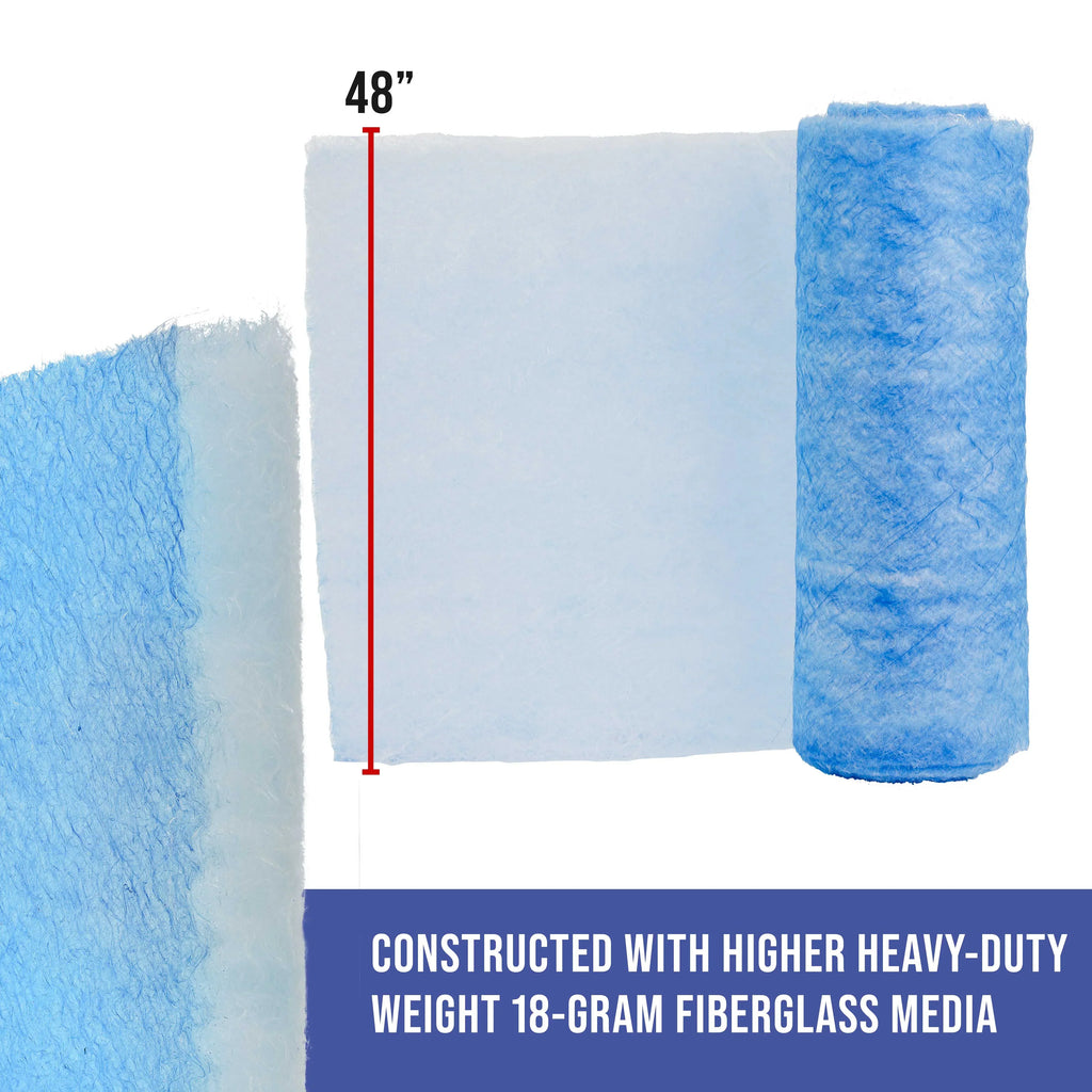 Master Elite Premium Paint Spray Booth Exhaust Filter Roll, 48" x 100' - 18 Gram Heavy-Duty Fiberglass Paint Arrestor - Captures Traps Overspray Paint Particles in Auto Autobody Refinish Booths