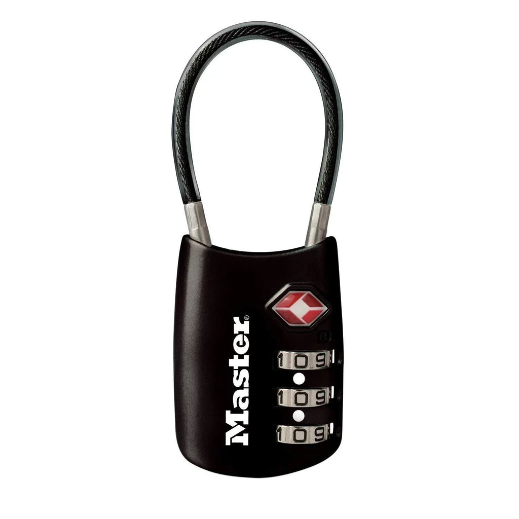 1-3/16in (30mm) Wide Set Your Own Combination TSA-Accepted Luggage Lock with Flexible Shackle; Black