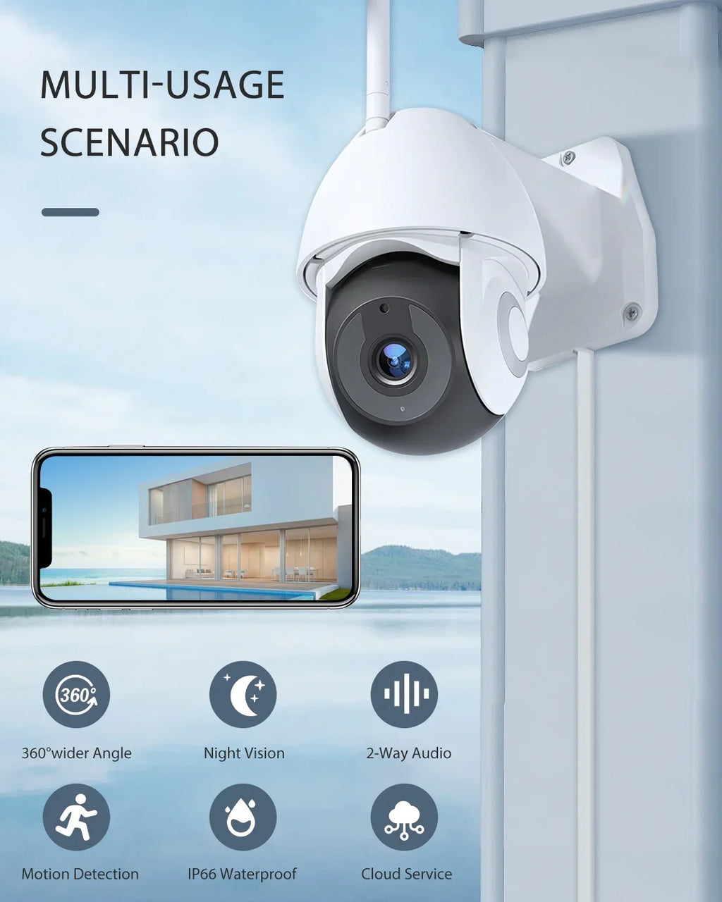 Victure FC920B Outdoo Floodlight Surveillance Cameras,IP55 Waterproof,Motion-Activated,Wifi Connection for Outdoor/Courtyard/Farm