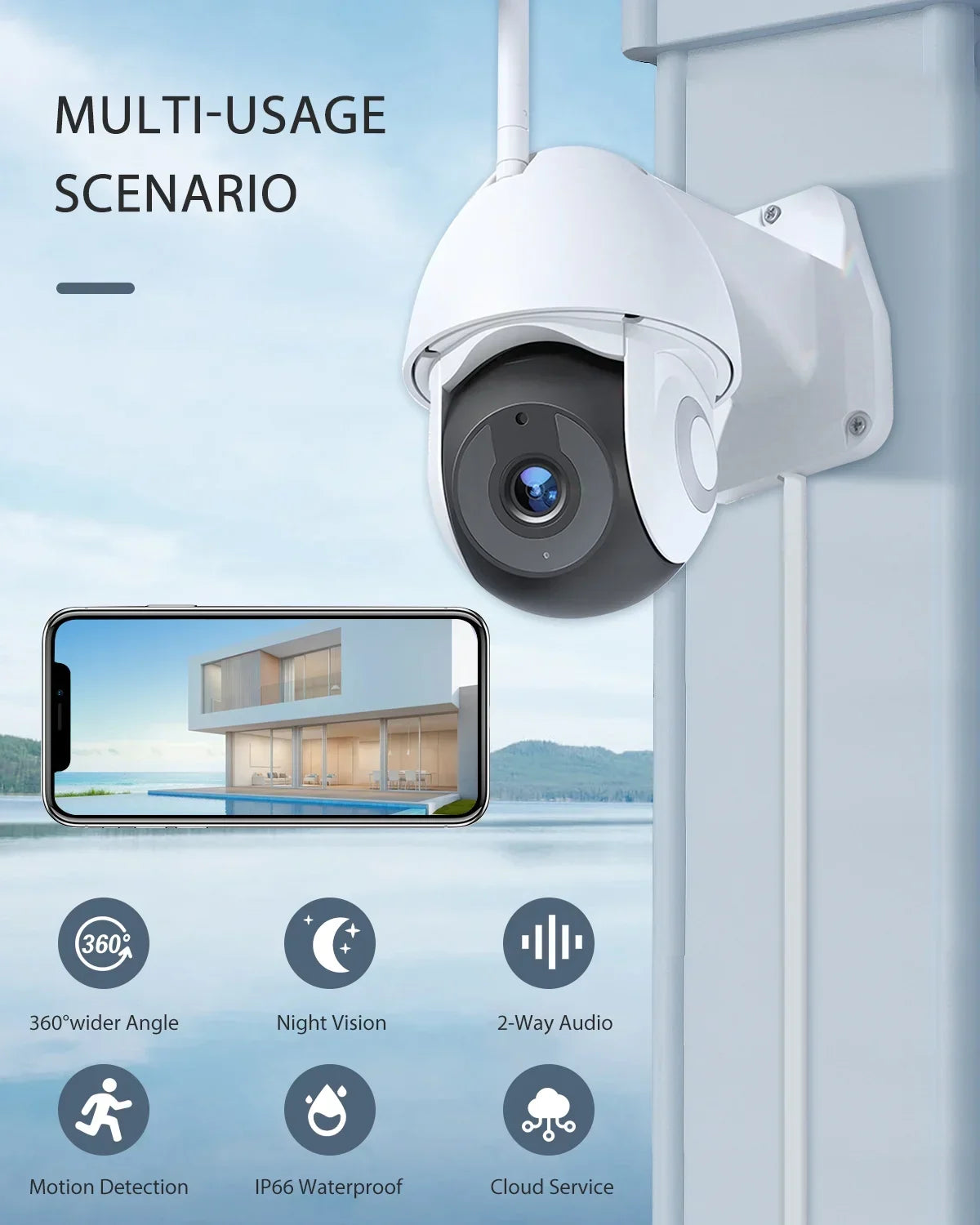 Victure FC920B Outdoo Floodlight Surveillance Cameras,IP55 Waterproof,Motion-Activated,Wifi Connection for Outdoor/Courtyard/Farm