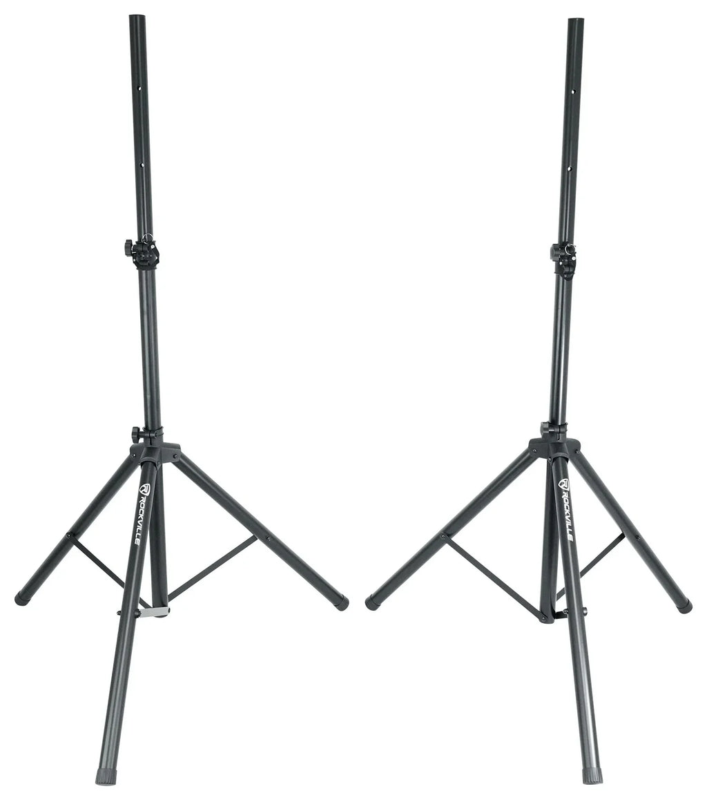 Rockville 2) 15" Battery Powered Speakers+Stands+Mics For Backyard Movie Theater