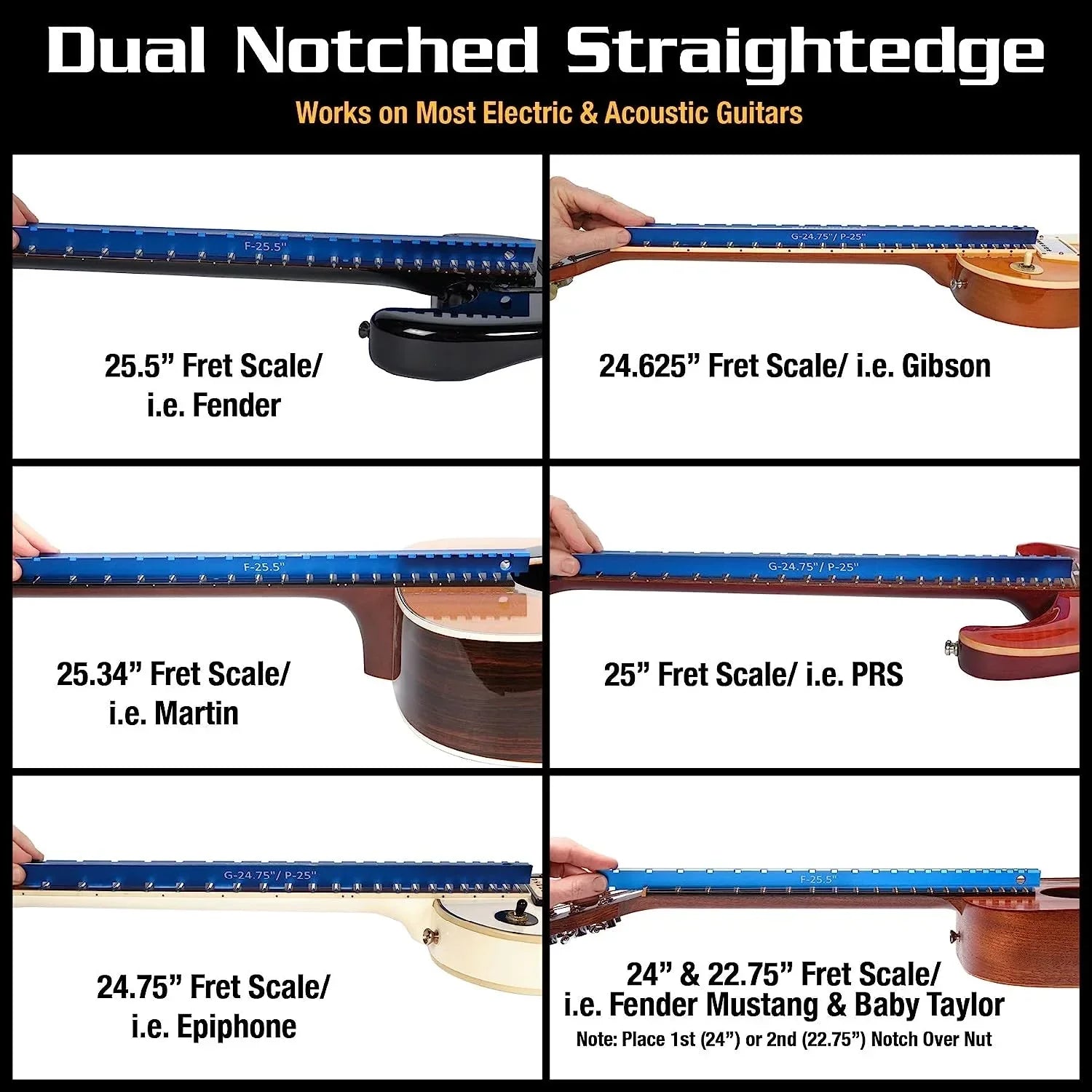 Music Nomad Tri-Beam 3 'n 1 Dual Notched & Precision Straight Edge