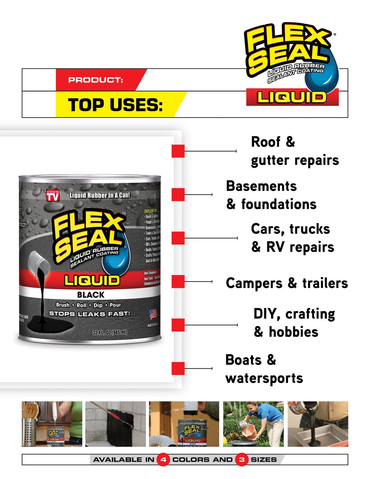 Flex Seal Liquid Rubber Sealant Coating, 1 Gallon, Clear