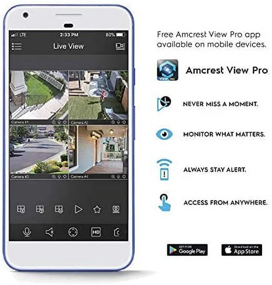 2-Pack Amcrest UltraHD 4K (8MP) Bullet POE IP Camera, 3840x2160, 131ft NightVision, 2.8mm Lens, IP67 Weatherproof, MicroSD Recording, White (2PACK-IP8M-2496EW)