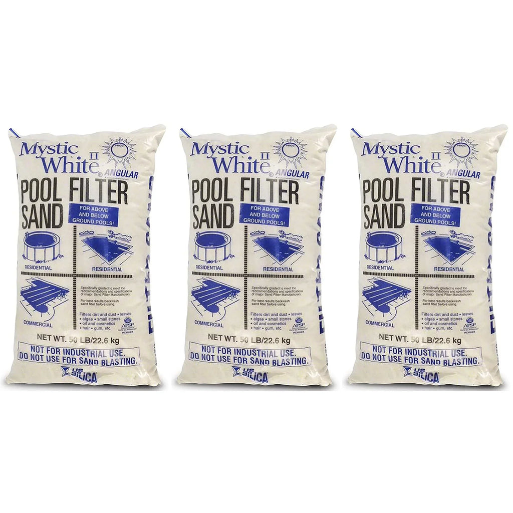 U.S. Silica 50lbs Mystic White II Swimming Pool Filter Sand, White (3 Pack)