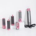 5-in-1 Electric Hair Dryer Brush - Negative Ionic Hair Styler with Detachable Brush Heads - Blow Dryer Brush for Straightening and Automatic Curling Styling, Color: Pink