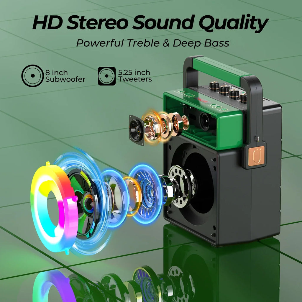JYX Karaoke Machine with 2 Wireless Microphones, Bluetooth Karaoke Speaker with Mic and Light, Singing Machine Home Karaoke System, Karaoke Machine for Adult (MS73)