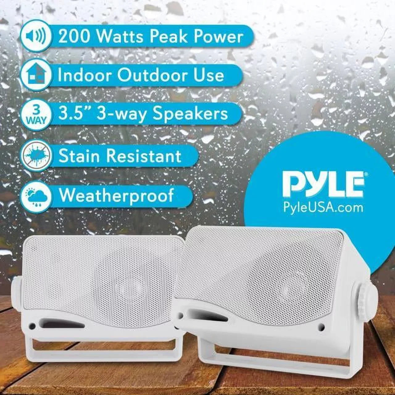 Pyle 3.5" 200 Watt Two Way Sealed Speaker System (Pair)