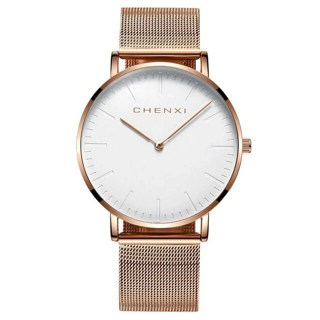 CHENXI Fashion Rose gold Lover Watches Men Waterproof Ultra thin Quartz Watch Top Luxury Brand Woman Elegant Dress Ladies Watch