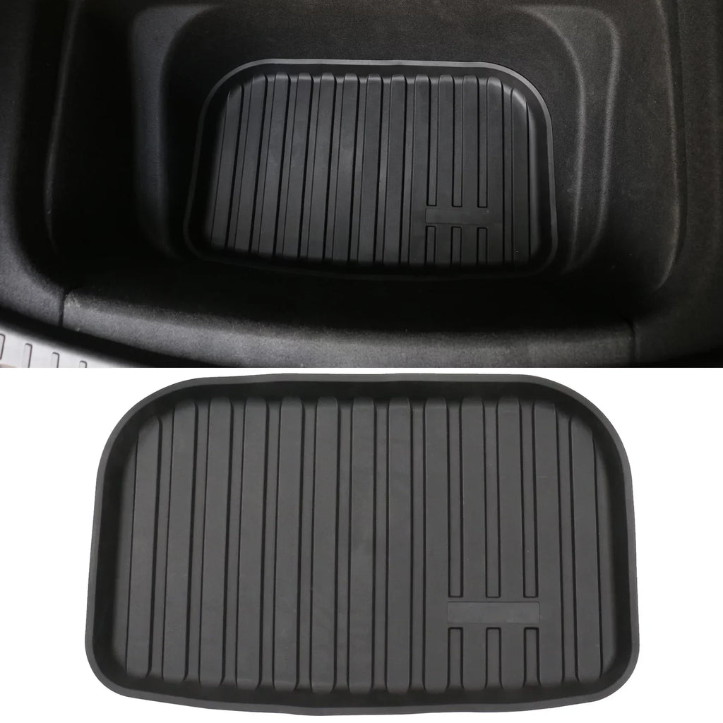 Ikon Motorsports Trunk Mats Cargo Liner Compatible with 2020-2023 Tesla Model Y Black Injection TPE All Weather Waterproof Anti-Slip Frunk Trunk Under Cargo Storage Liner Mat Interior Accessories
