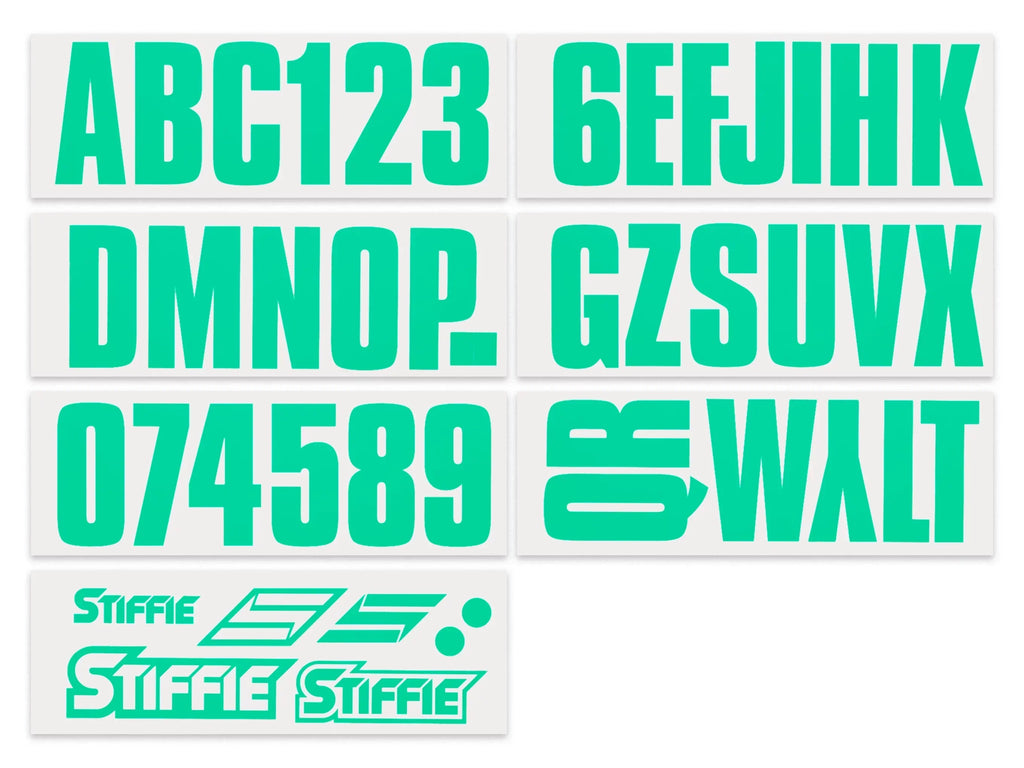 STIFFIE Uniline SeaFoam Green 3" Alpha-Numeric Identification Custom Kit Registration Numbers & Letters Marine Stickers Decals for Boats & Personal Watercraft PWC