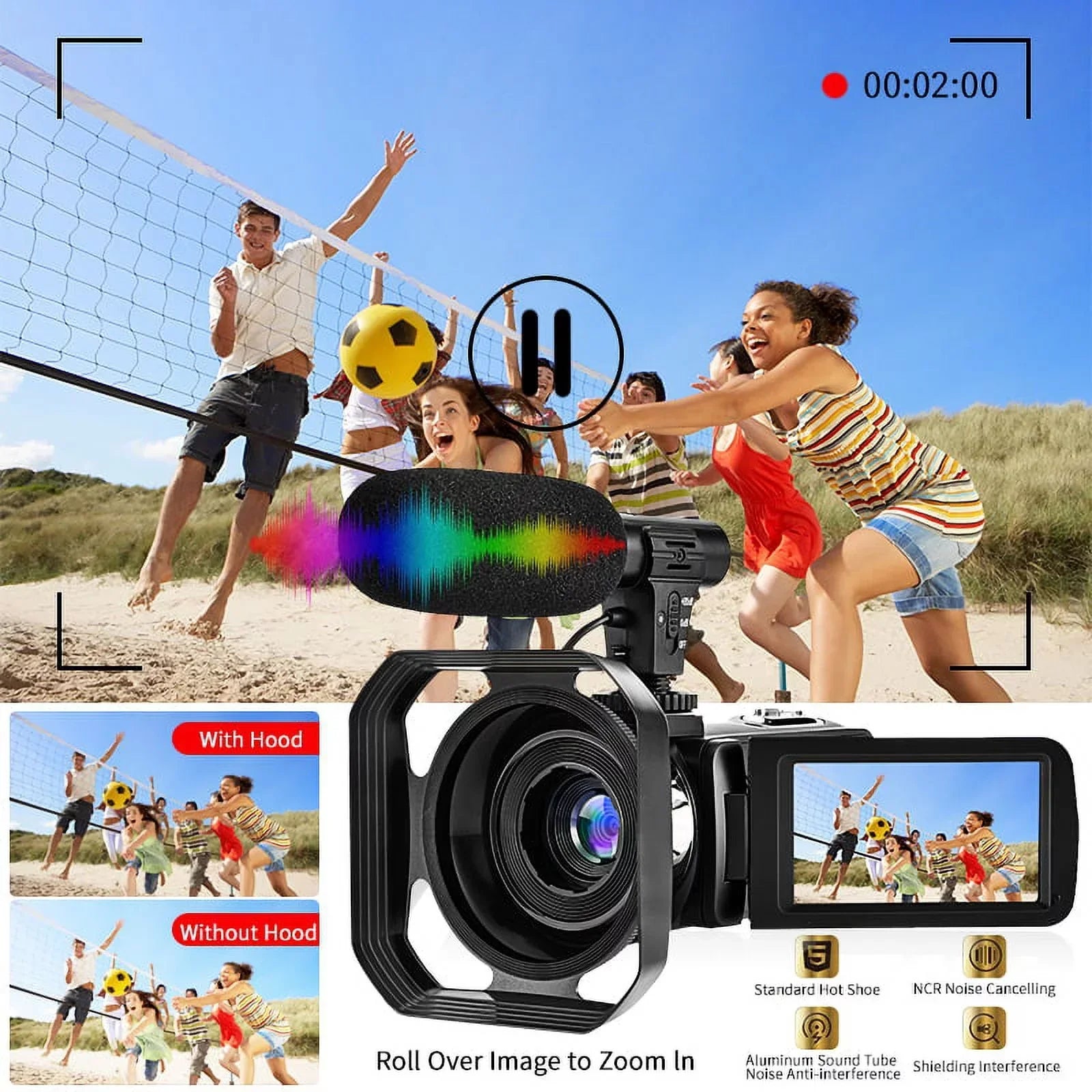 4K Camcorder Vlogging Camera for Youtube Ultra HD 48MP Video Camera with Microphone & Remote Control Wifi Digital Camera 3.0" IPS Touch Screen