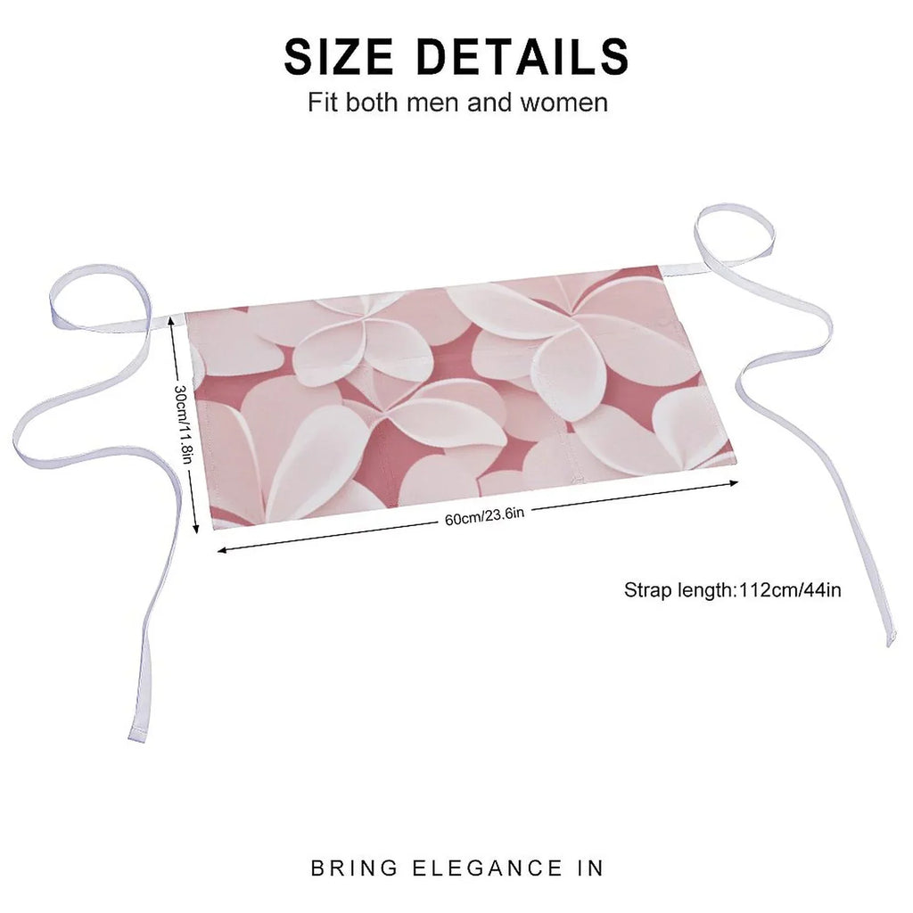 Pink Petal Half Body Apron Women's Polyester Material Durable and Fashionable Cooking with Pocket