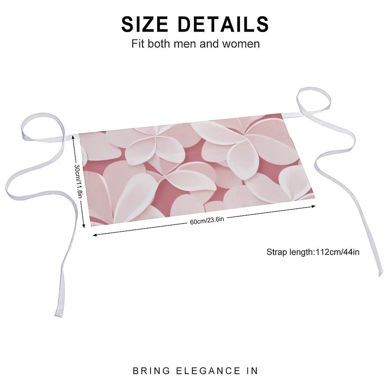 Pink Petal Half Body Apron Women's Polyester Material Durable and Fashionable Cooking with Pocket