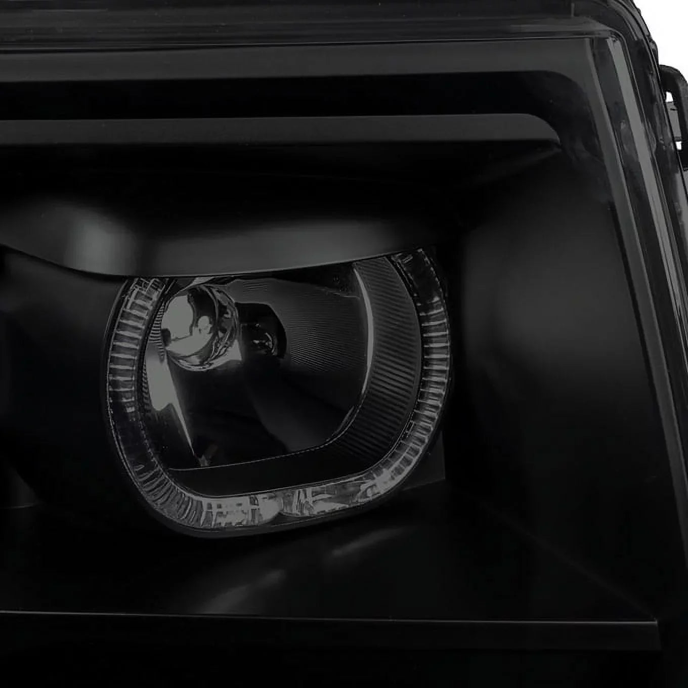 AKKON - For [Dual LED Halo Ring] 09-14 F150 F-150 Pickup Truck Black Smoked Projector Headlights + LED Tail light Set
