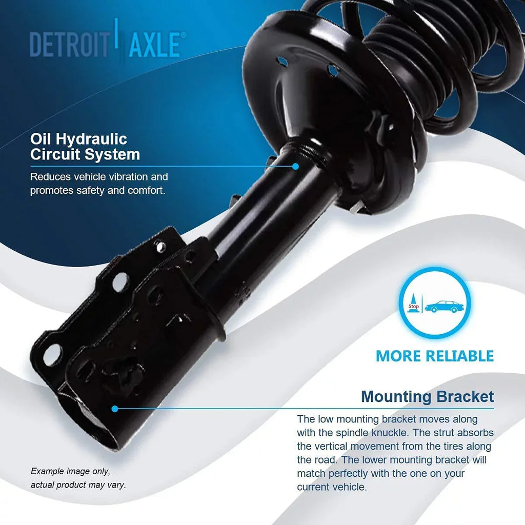 Detroit Axle - Front Struts w/Coil Springs for 2004-2012 Chevy Malibu, 2005-2010 Pontiac G6, 2007-2009 Saturn Aura, 2pc Front Struts Complete Assembly 2006 2008 2010 2011 Replacement
