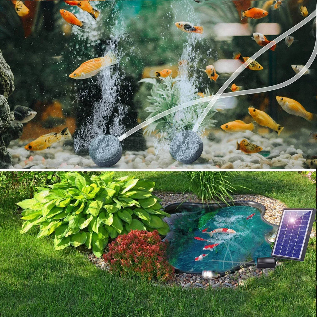 Oxygenation pump,6w Solar Pump With 2 Bubble 2 Air Bubble Aerator Air Pump Solar Pump Fish Pump Aerator With Pipe 2 Air Pool Pond Fish With Pipe 2 Dsfen Leeofty Huiop