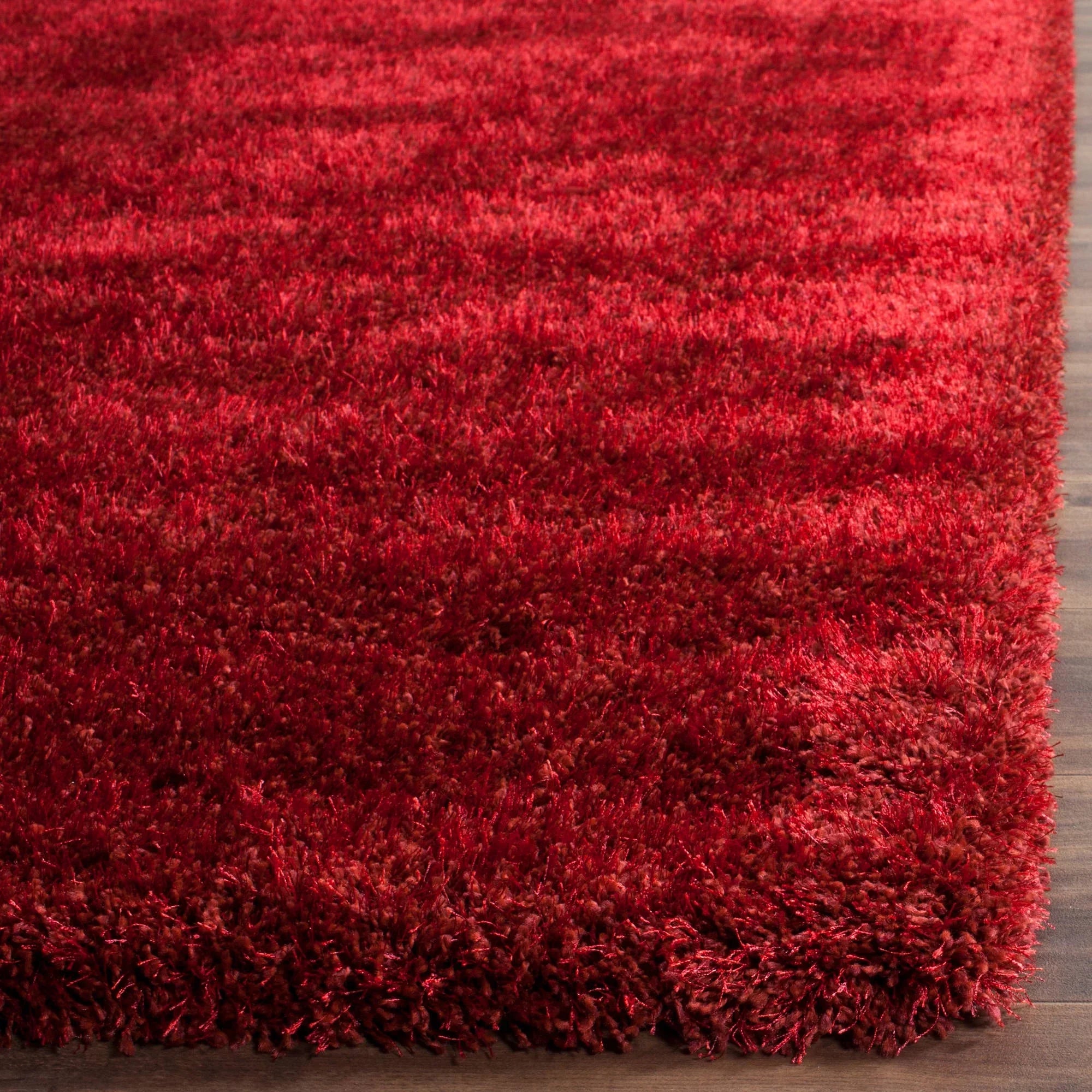 SAFAVIEH Charlotte Solid Plush Shag Area Rug, Red, 8' x 10'