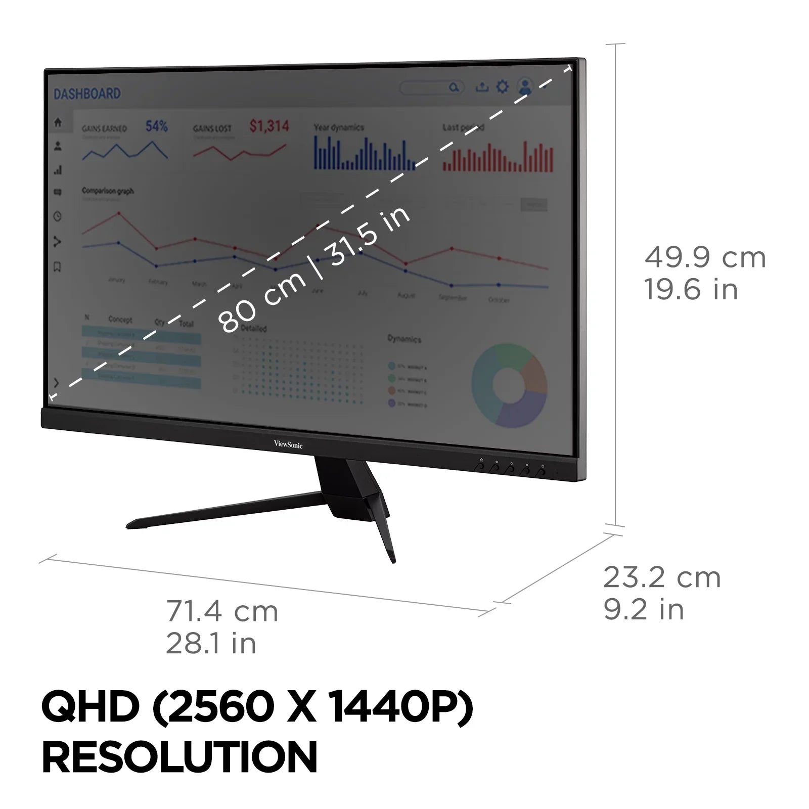 ViewSonic VX3267U-2K 32 Inch 1440p IPS Monitor with 65W USB C, HDR10 Content Support, Ultra-Thin Bezels, Eye Care, HDMI, and DP Input