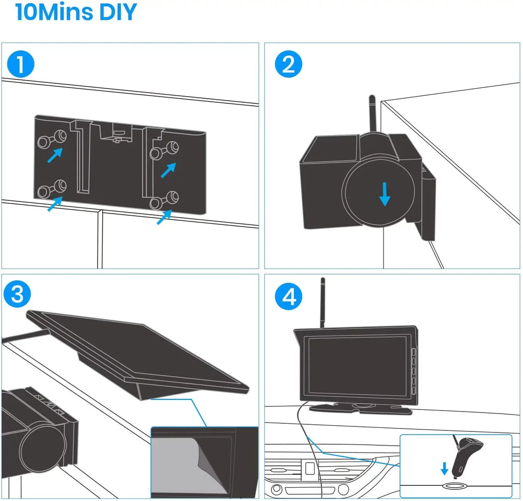 Auto-Vox Truck Wireless Backup Camera with 7" Monitor, Trailer Rear View Camera, Digital Reverse Camera for Camper, Vans