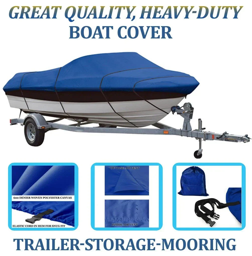 BLUE, GREAT QUALITY BOAT COVER Compatible for Lund S-16 Big Lakes 1973 1974 1975