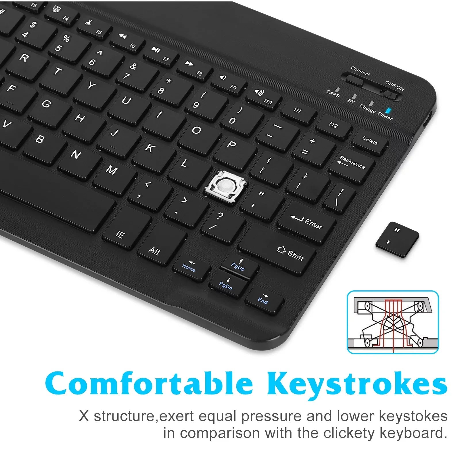 Rechargeable Bluetooth Keyboard and Mouse Combo Ultra Slim Full-Size Keyboard and Ergonomic Mouse for ZTE Axon 30 Pro 5G and All Bluetooth Enabled Mac/Tablet/iPad/PC/Laptop - Onyx Black