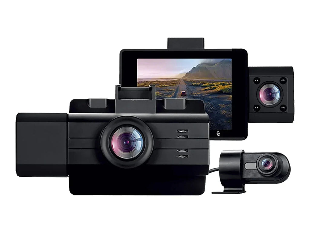 myGEKOgear by Adesso Scout Pro 2K 3-Channel Dash Cam Surveillance Edition with Front View, Cabin View, Rear - Wide Angle View - G-Sensor GOSP32G