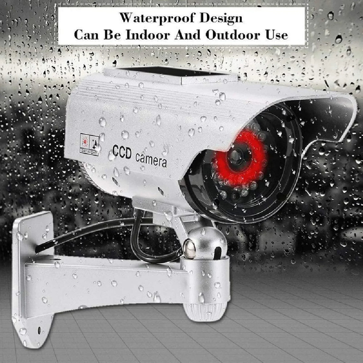 Solar Power Simulation Monitor, Wall Mounted 360 Degree Rotation Fake Camera for Indoor, Outdoor